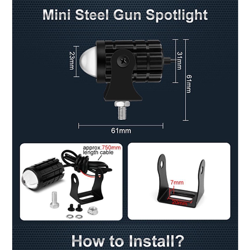 Set 2 Đèn LED Mini Ánh Sáng Trắng Vàng + Vàng Chống Sương Mù Chất Lượng Cao Cho Xe Hơi Xe Máy