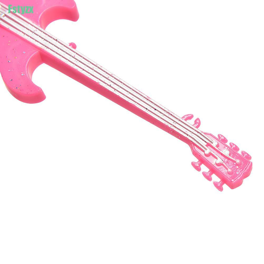 fstyzx 1 Pcs Creative Fashion Cool Pink Guitar for Barbies Dolls