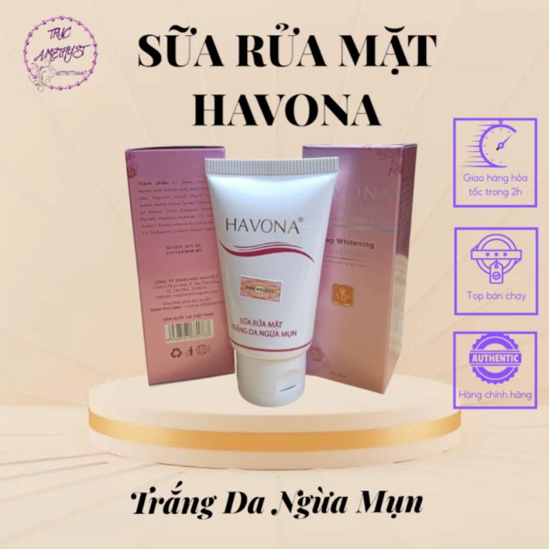 SỮA RỬA MẶT HAVONA NGỪA MỤN DƯỠNG TRẮNG