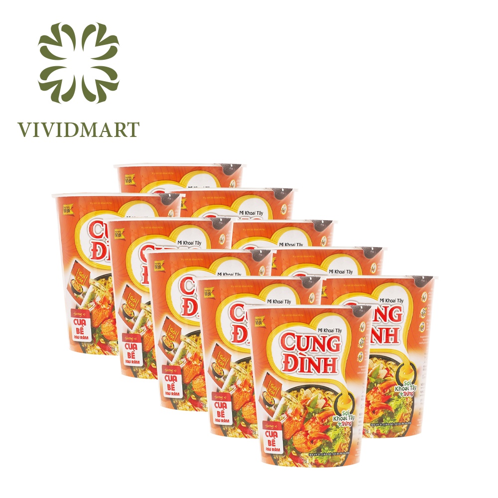 10 ly MÌ LY KHOAI TÂY CUNG ĐÌNH: BÒ, GÀ, SƯỜN HEO, THỊT HẦM NẤM, MĂNG, NGŨ QUẢ, TÔM, CUA BỂ, CHUA CAY CHAY GÓI65G MICOEM