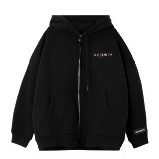 Áo Khoác Hoodie Zip Rainbow - Black - OUTERITY 402 BLK