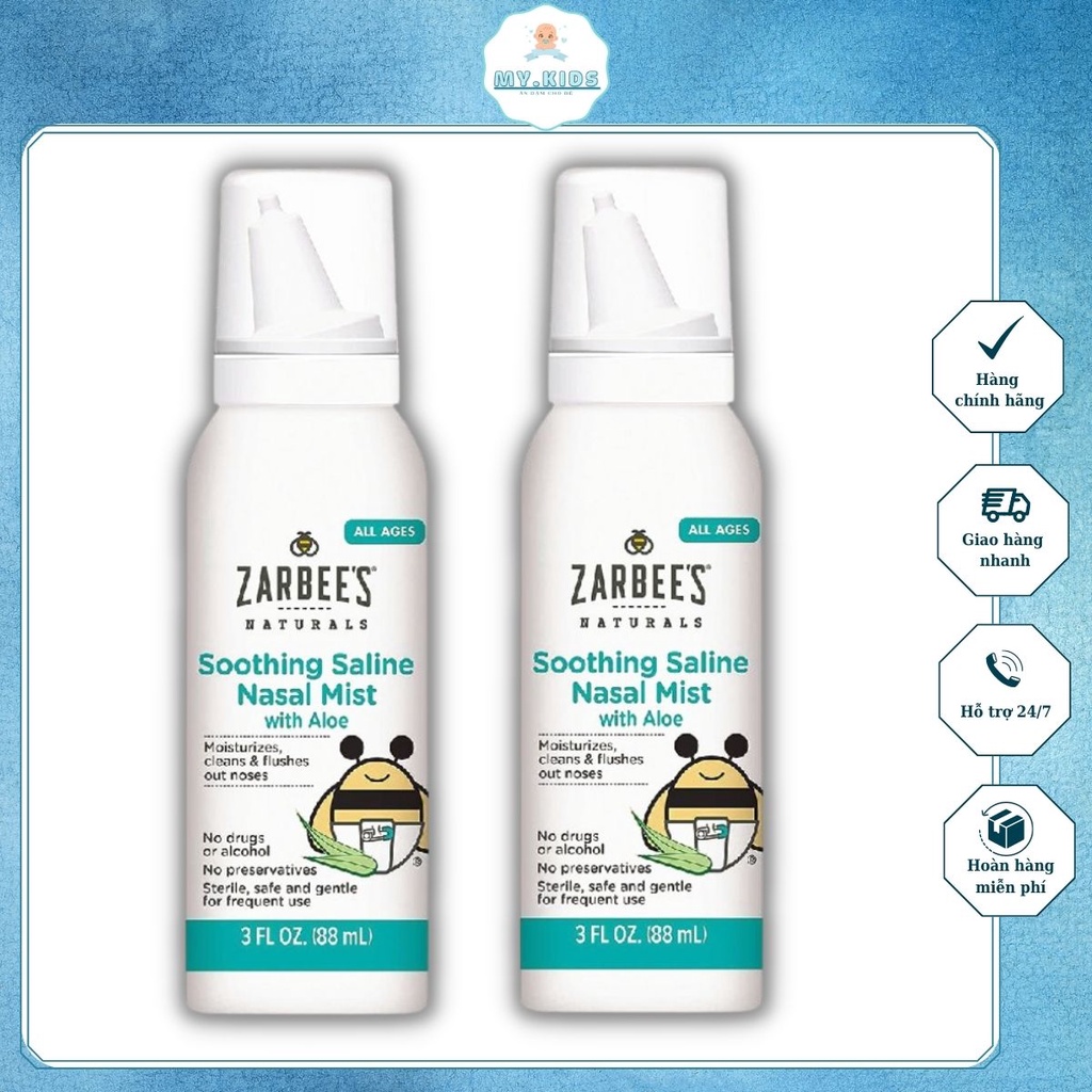 Nước xịt rửa mũi và dưỡng ẩm cho bé Zarbee Lô Hội 88ml