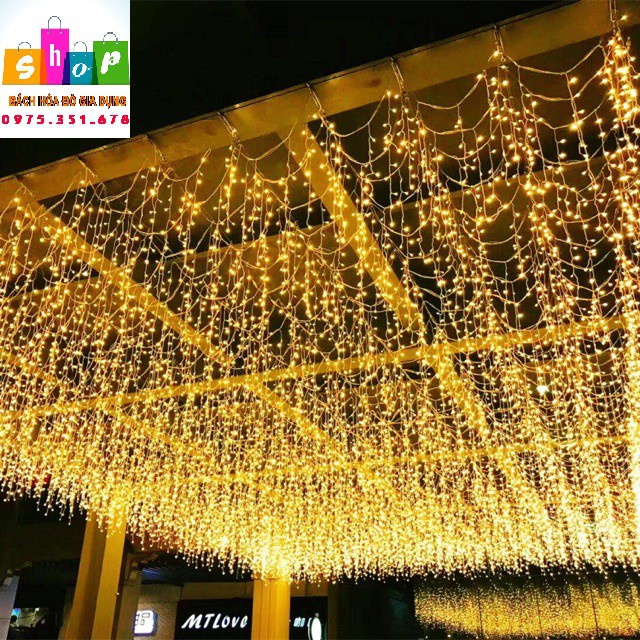 Đèn Nháy Rèm Led Thả Mành, Đèn Rèm Trang Trí 4,5x0,5m Gồm 24 Sợi rủ
