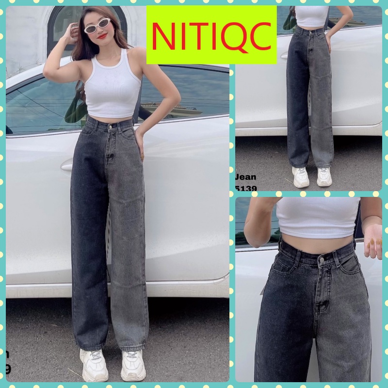 [ VIDEO+FREESHIP ] QUẦN JEAN ỐNG RỘNG NỮ LƯNG CAO LAI CUỐN 2 ỐNG 2 MÀU XÁM ĐẬM NHẠT MỀM MỊN DÀY DẶN PHÁ CÁCH NITIQC