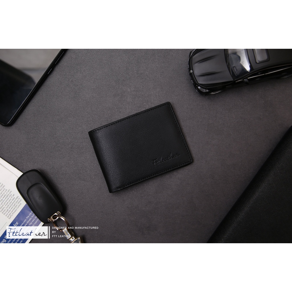 Ví nam mini đựng thẻ card Mercury dáng ngang da bò thật 100% vân nổi thương hiệu Fttleather