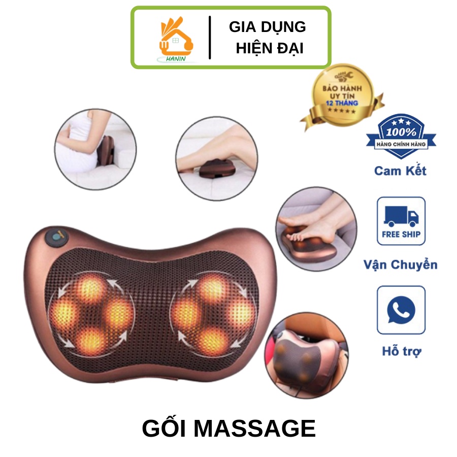 Gối Massage Vai Gáy 8 Bi - Gối Massage Hồng Ngoại massage vai cổ gáy, toàn thân công nghệ Nhật Bản CAO CẤP