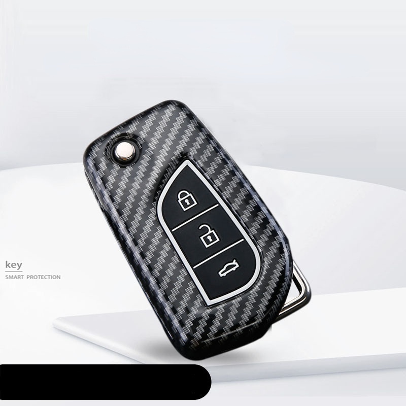 Vỏ Bọc Chìa Khóa Bằng Hợp Kim Sợi Carbon Cho Toyota Rav4 Camry altis VIOS WISH CHR Prado Yaris Toyota Hilux Revo Innova Rav4 Fortuner Altistis