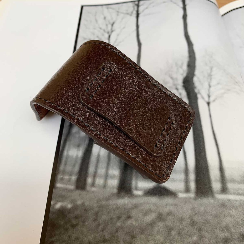 Bao da zippo màu nâu - Da bò xịn - Đồ da thủ công Mino Crafts F07