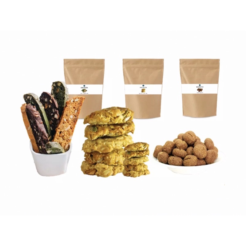 Set 4 món bánh nguyên cám, ăn kiêng giảm cân, granola 250g, biscotti 170g, cookies siêu hạt 170g, cookies cacao 170g | BigBuy360 - bigbuy360.vn