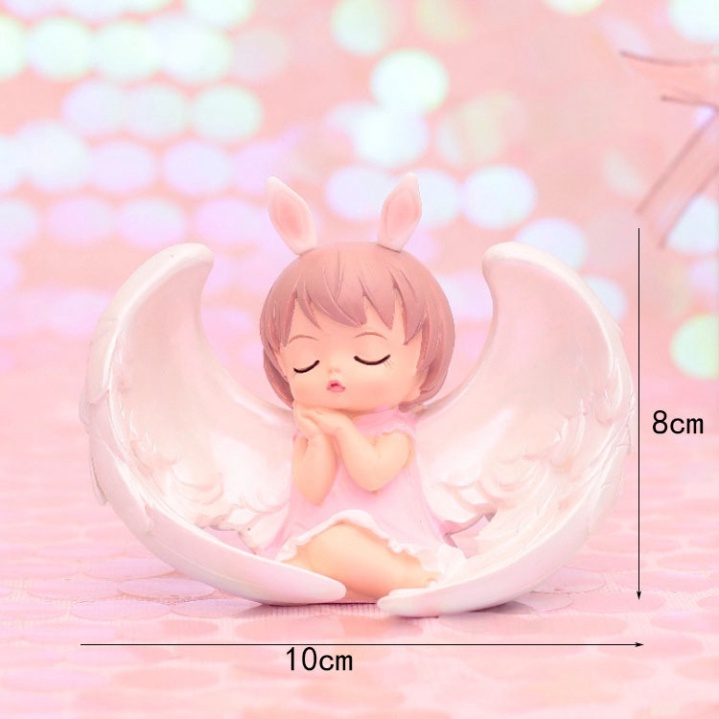 trang trí bánh kem bánh sinh nhật cho bé [FREESHIP❤️] Em bé thiên thần cánh lớn hồng