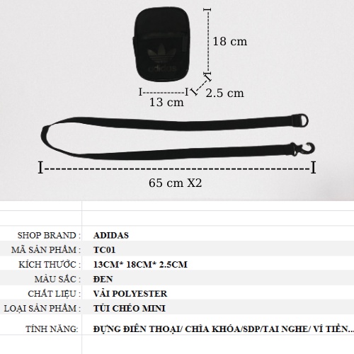 Túi đeo chéo nam nữ Adidas mini TC01