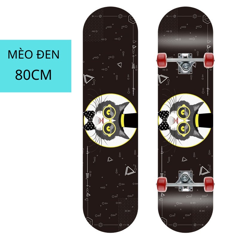 Ván trượt patin dành cho trẻ em thiếu niên nhiều hình skateboard 80cm 60cm gỗ phong ép 7 lớp