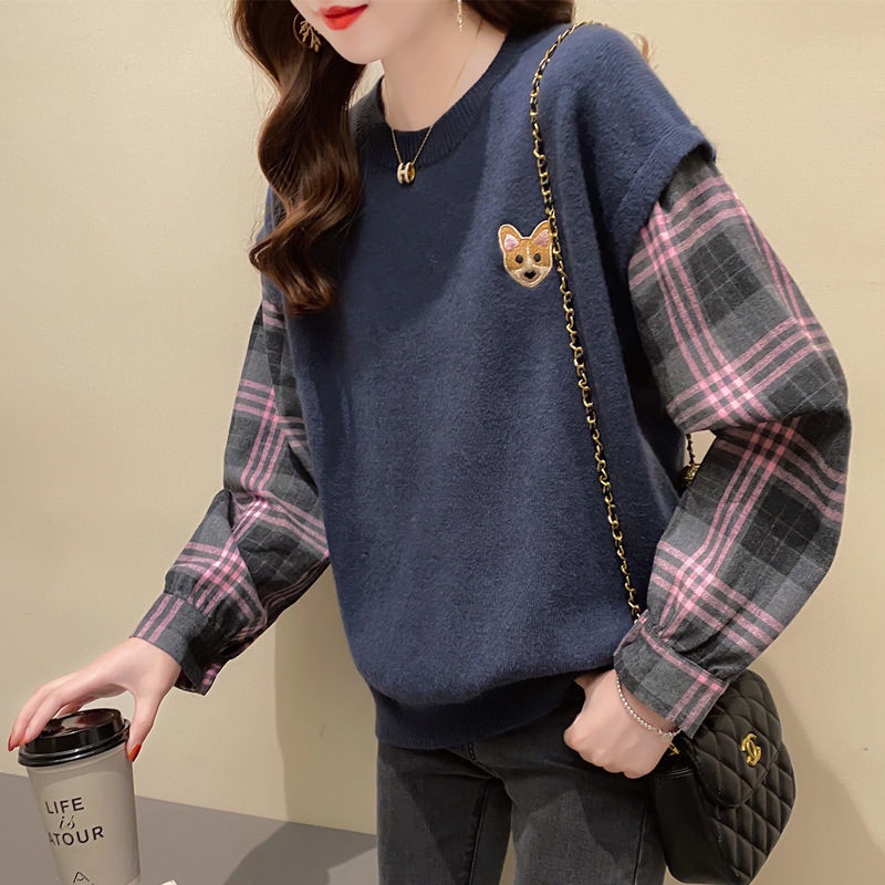 Áo sweater tay dài cổ tròn form rộng hợp thời trang