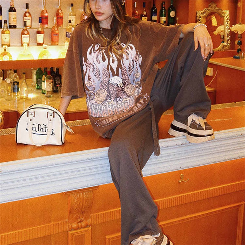 Áo Thun Tay Ngắn Cổ Tròn Plus Size Phong Cách Hip Hop Đường Phố Cho Nam Nữ