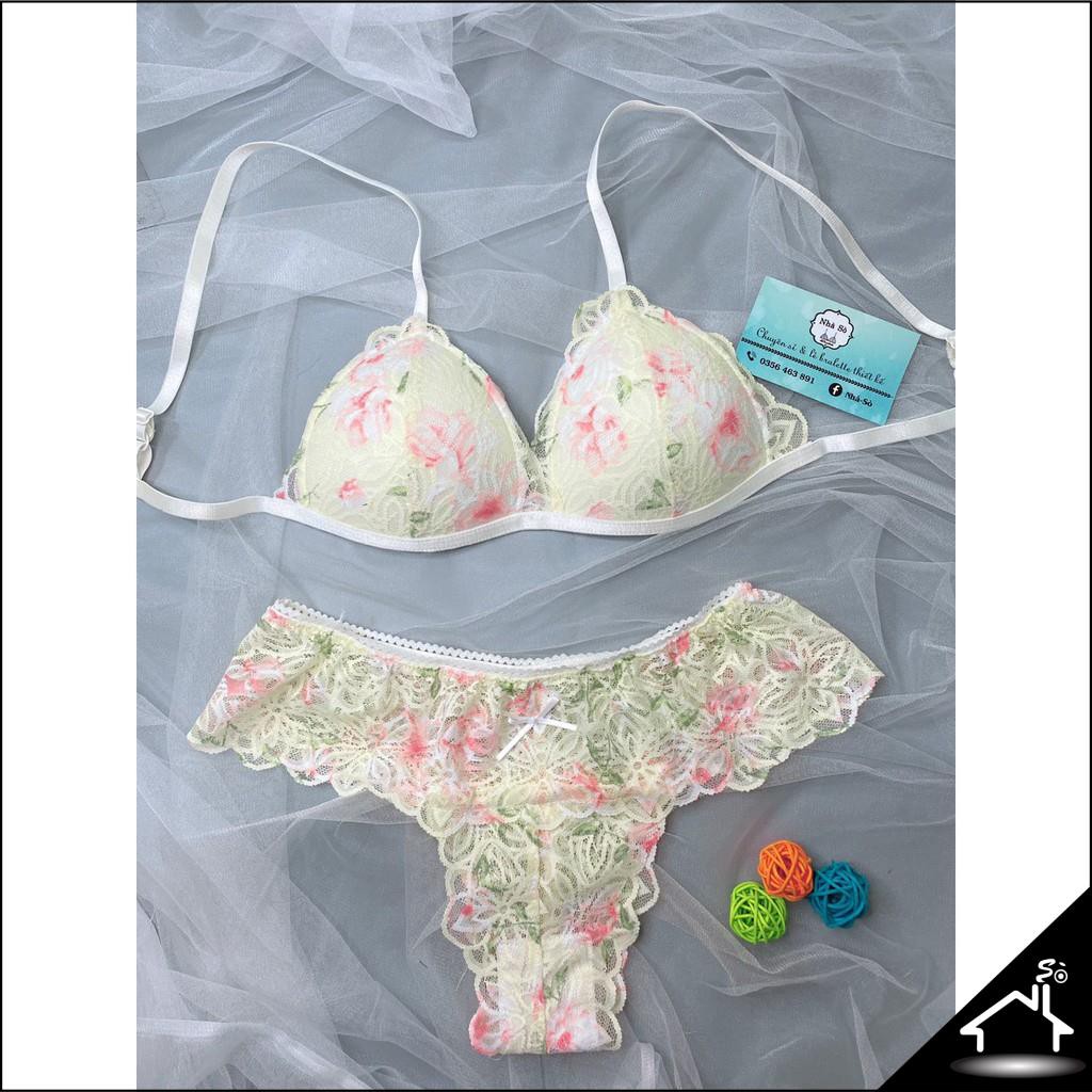 Bộ đồ lót ren, set bra sexy trắng hoa văn quần công chúa | BigBuy360 - bigbuy360.vn