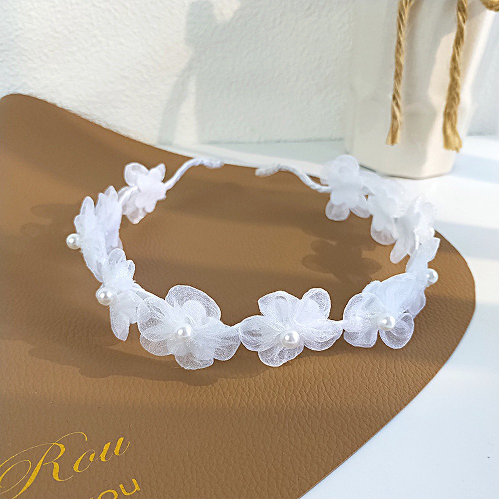 Băng đô hoa chống trơn đính hạt ngọc trai ngọt ngào nhiều màu sắc trang nhã cho nữ