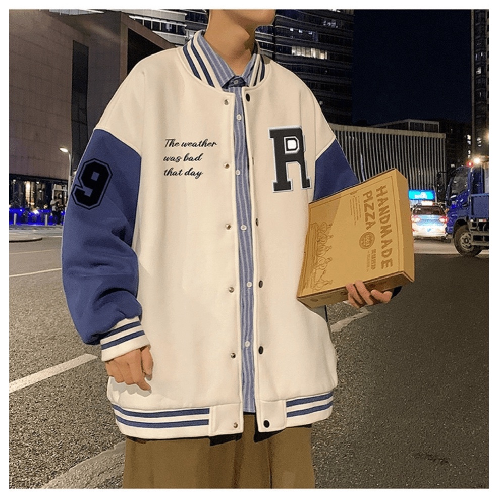 (FREE SHIP) ÁO KHOÁC BOMBER NAM HỌA TIẾT CHỮ R TIA SÉT CÁNH TAY THỜI TRANG CÁ TÍNH SÀNH ĐIỆU TK 2022