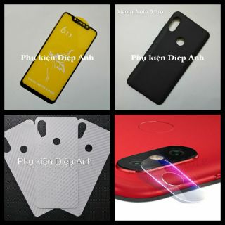 Xiaomi Note 6 Pro | Combo phụ kiện gồm kính full màn 6D ốp dẻo tpu dán carbon và kính dán camera
