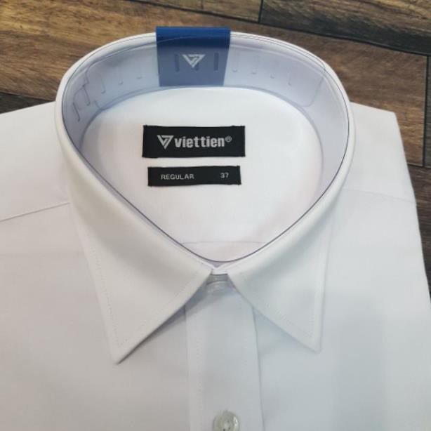 Aó sơ mi nam công sở Việt Tiến màu trắng dài tay vải kate chính hãng , cao cấp  - form suông REGULAR - tà bầu  ༷