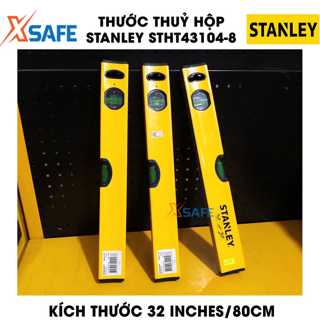 Thước thuỷ hộp STANLEY thân nhôm cao cấp Thước cân bằng Stanley gồm 2 ống thuỷ, thân thước thẳng tuyệt đố