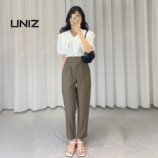 ( Ảnh Thật ) Quần baggy chát ruby cao cấp 2 cúc cạp lệch UNIZ 121