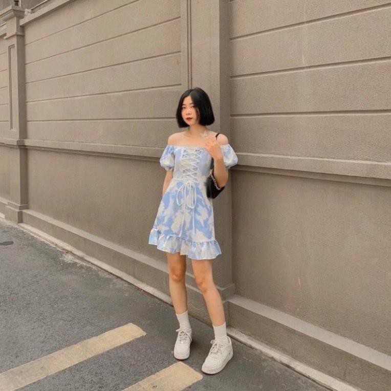 💃 Đầm Nữ Loang Trễ Vai Cột Dây Váy Nữ Dáng Ngắn Chất Thun. Hot Hòn Họt Hè Này Đâyy . Ảnh thật, Hàng sẵn nhé các nàng