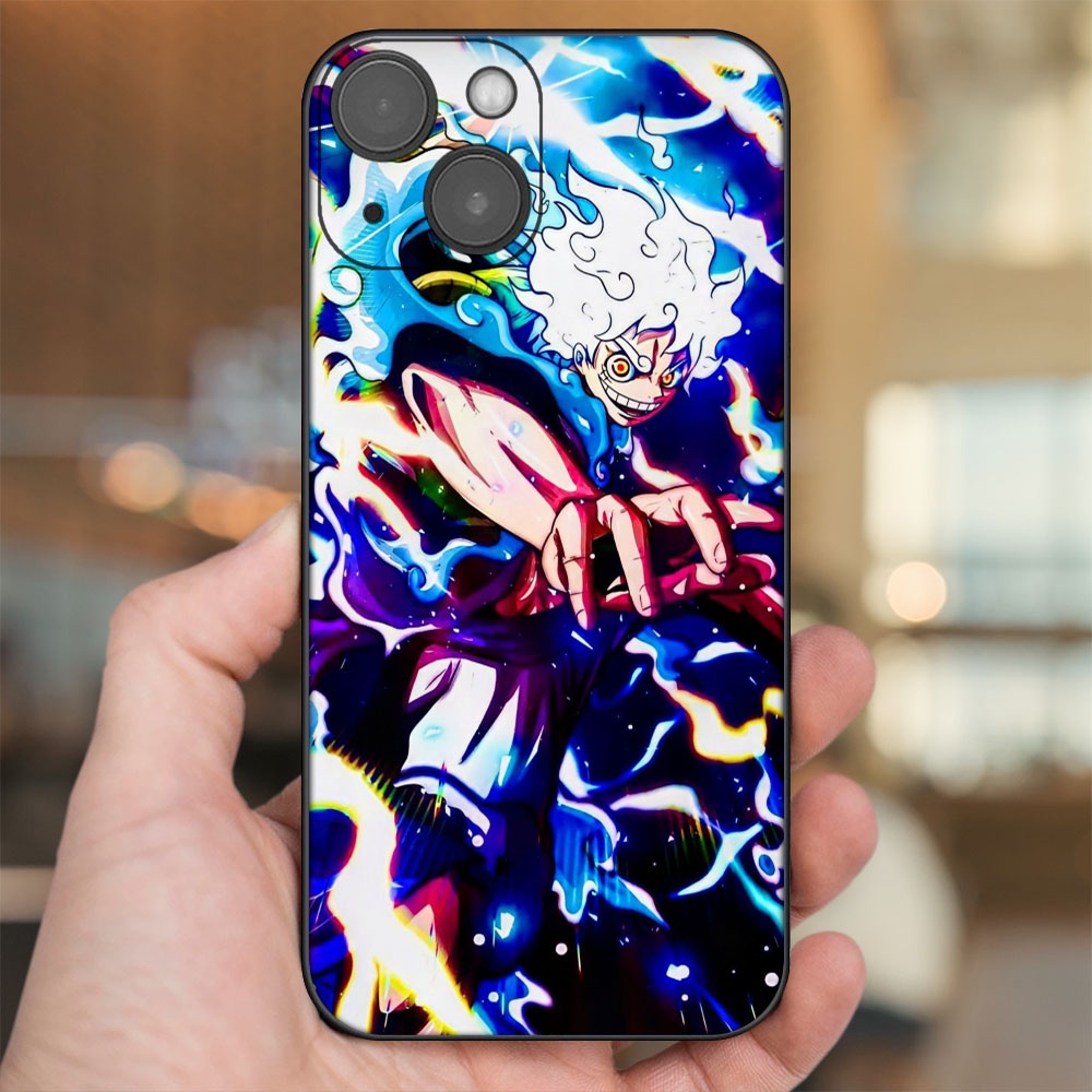Ốp lưng iPhone 14 dẻo đen cạnh vuông in hình Luffy One Piece
