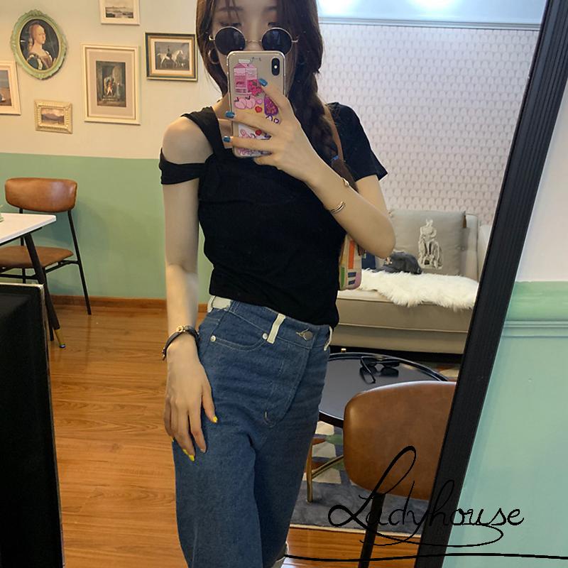 Áo Thun Tay Ngắn Hở Vai Thắt Nút Thời Trang Dành Cho Nữ