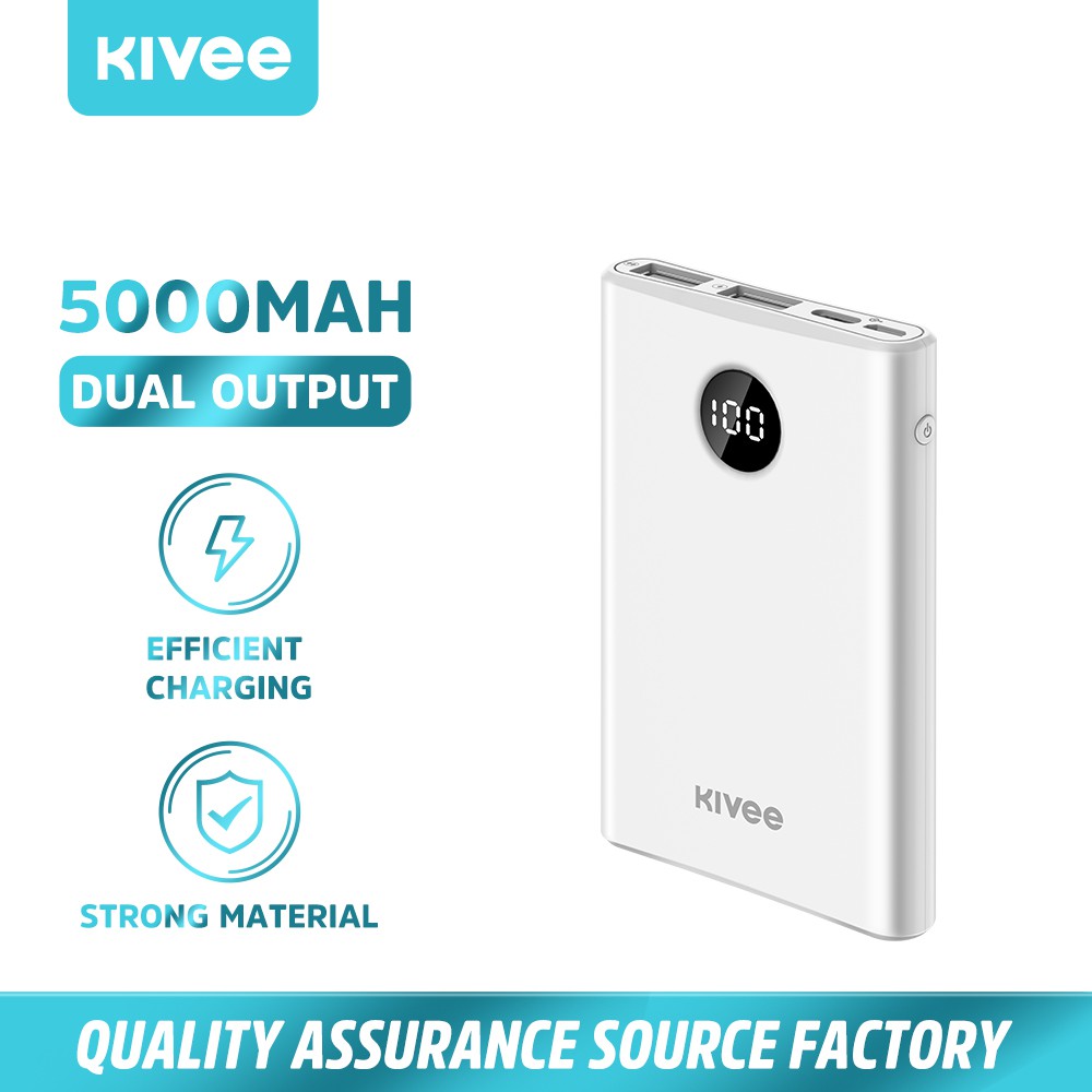 Sạc Dự Phòng KIVEE PT05P 5000mAh Di Động Mini Với Màn Hình LED Thông Minh + 4 Cổng