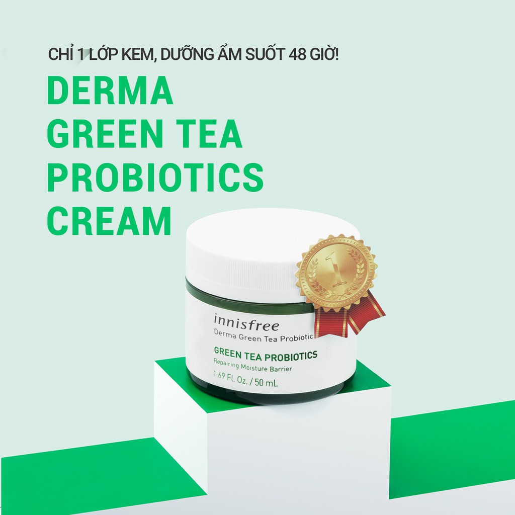 [Mã COSIF05 giảm 10% đơn 400K] Kem dưỡng ẩm Innisfree Derma Green Tea Probiotics Cream 50Ml