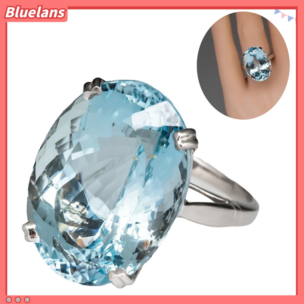 Nhẫn đính hôn đính kim cương nhân tạo hình oval thời trang