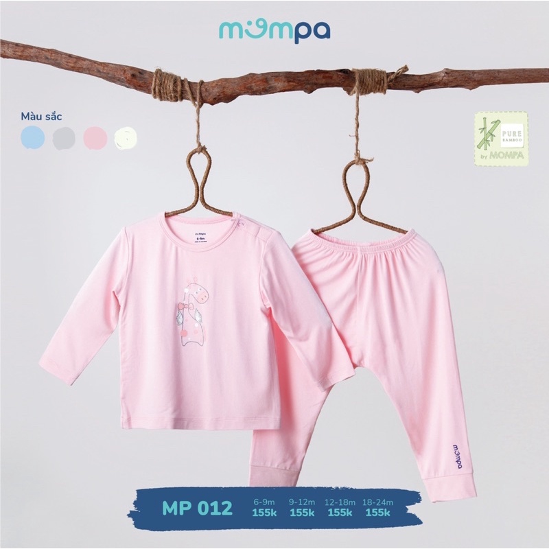 Mompa - Bộ dài tay cho bé trai bé gái chất sợi tre mềm mại co giãn hãng Mompa