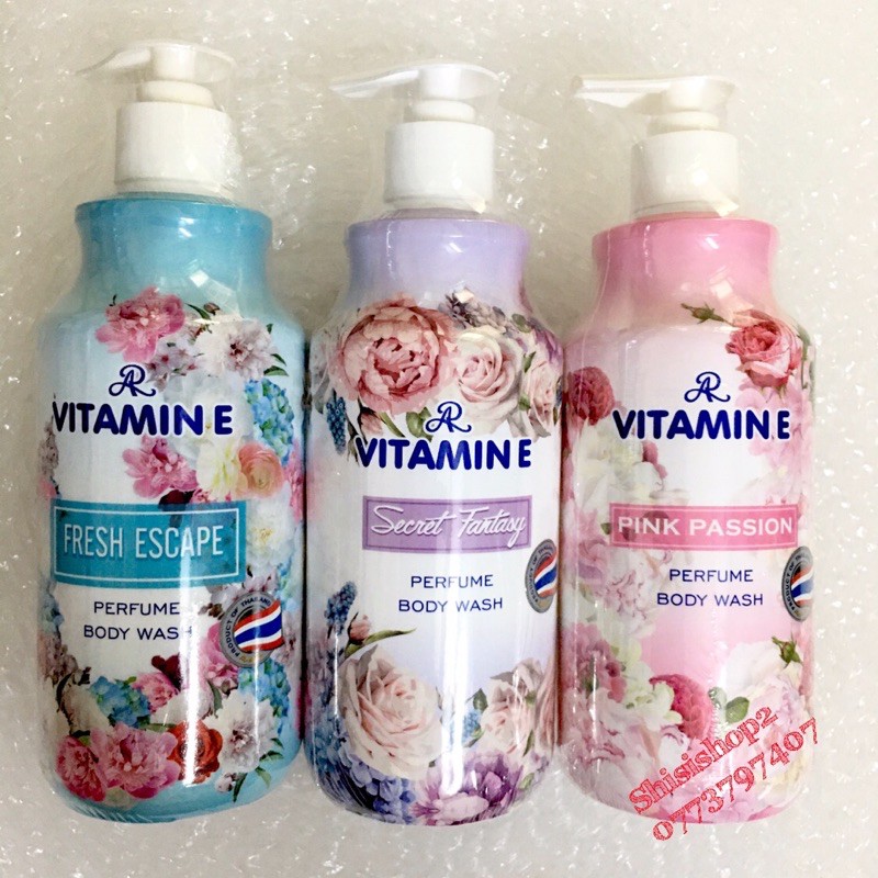 💐Sữa tắm Aron Vitamin E dưỡng da siêu thom lưu hương tuyệt vời Thái lan 500mL