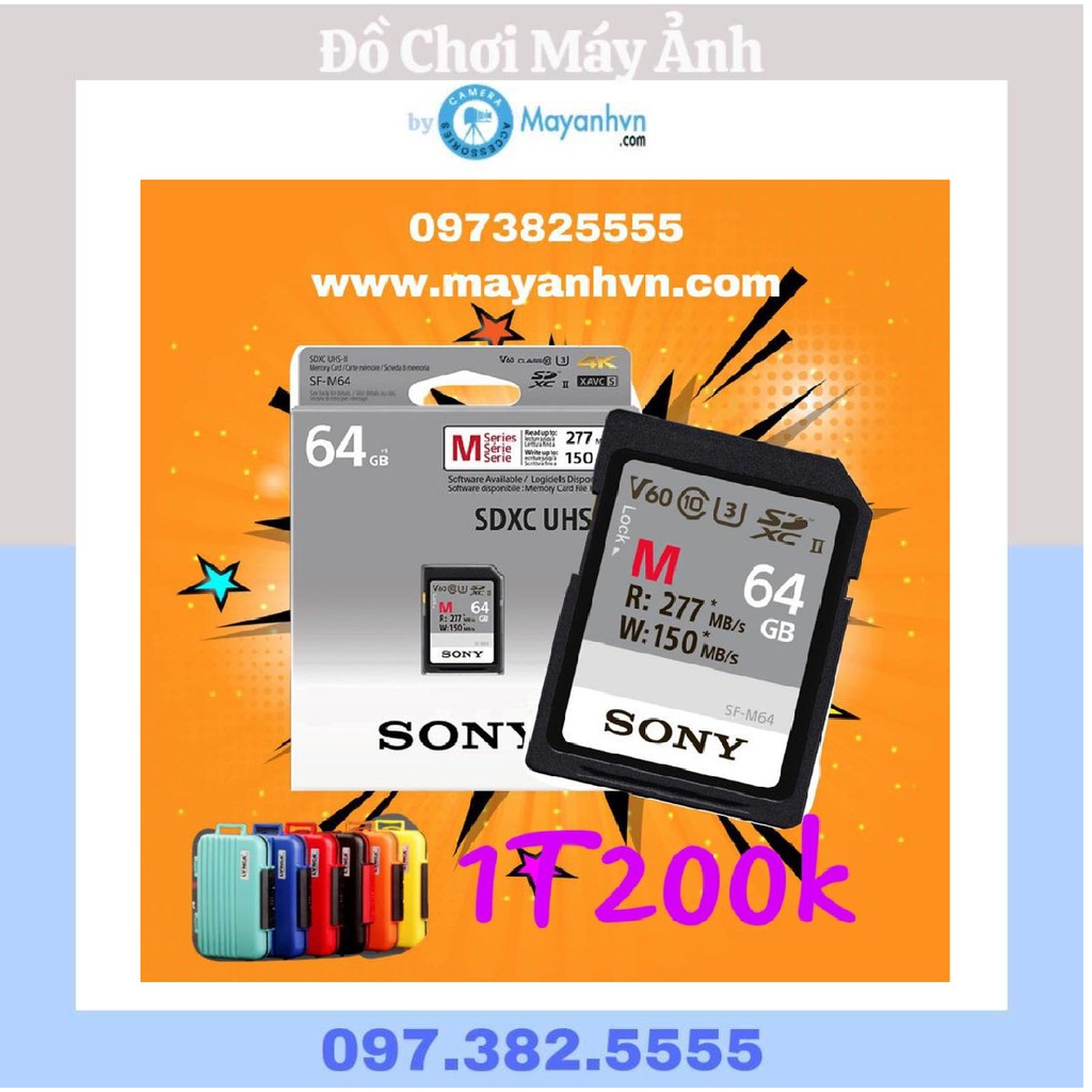 Thẻ nhớ Sony 64GB SDXC UHS-II 277MB/S (SF-M64/T2) | Hàng Chính Hãng- Tặng hộp đựng thẻ