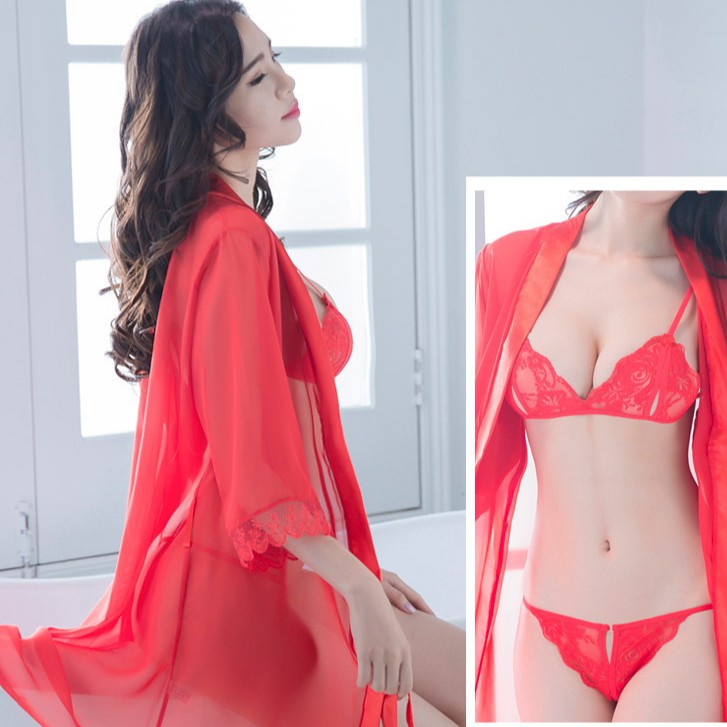 Set Áo choàng ngủ kèm nội y xuyên thấu gợi cảm L369 | BigBuy360 - bigbuy360.vn