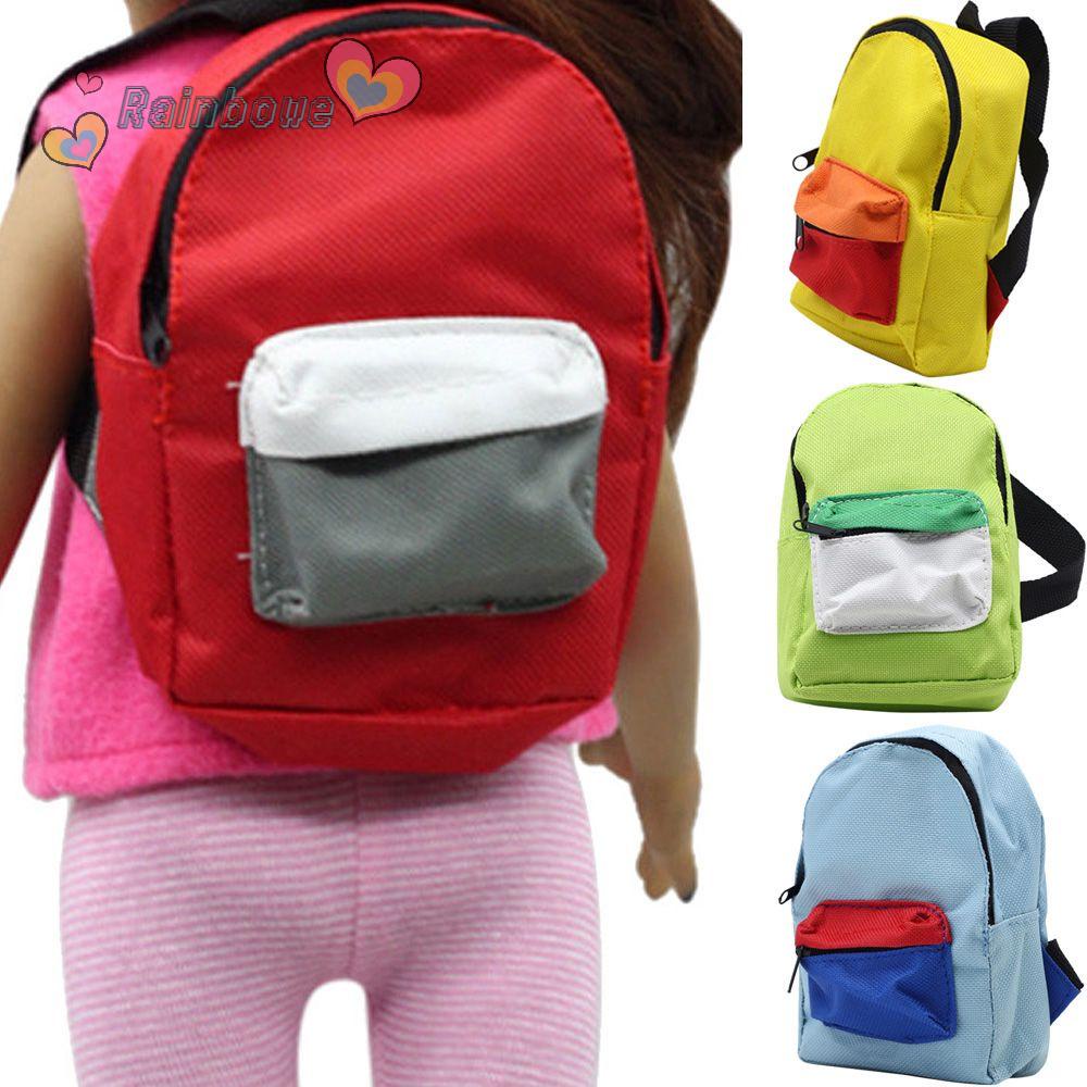 RAINBOW Cute Gifts Mini Schoolbag Playing House Toys Accessories Doll Backpack Fashion Double Straps Fits 18 Inch/43CM Variety Colors Bag With Zippered/Multicolor