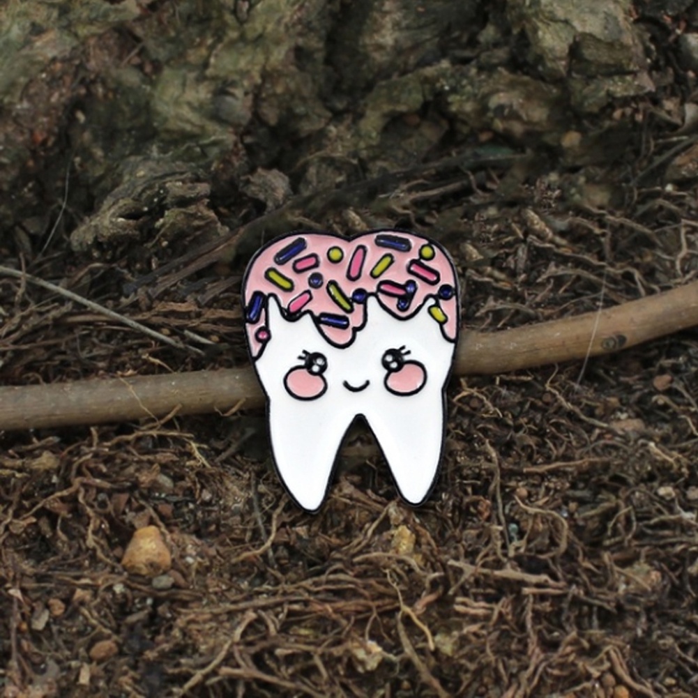 YOML✔Cartoon Tooth Smiley Enamel Brooch Pin Denim Jacket Coat Backpack Badge Decor