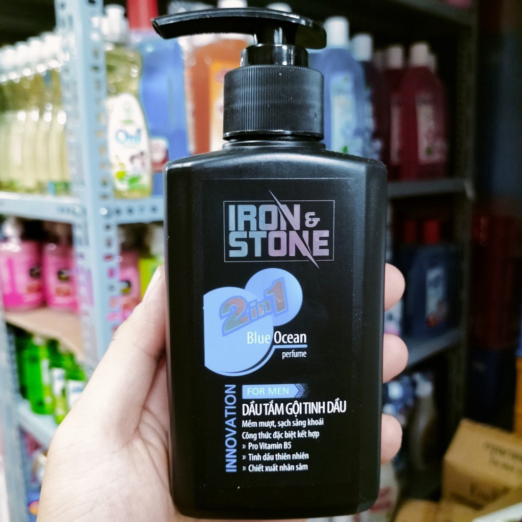 Sữa Tắm - Dầu Gội Đầu Tinh Dầu IRON&STONE Innovation Hương Blue Ocean Dành Cho Nam 180g