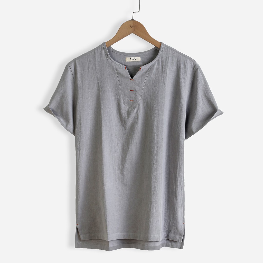 Áo Đũi Nam Cộc Tay Cổ V, Chất Đũi Tự Nhiên, Mềm, Mịn, Mát Rough