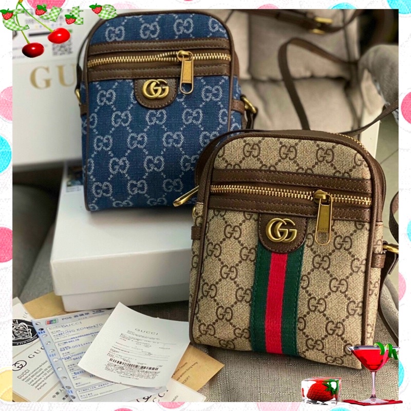 Túi xách nữ  𝑭𝑹𝑬𝑬𝑺𝑯𝑰𝑷  Túi đeo chéo Gucci sách tay có 2 ngăn đựng tiền,điện thoại  TSN 9087