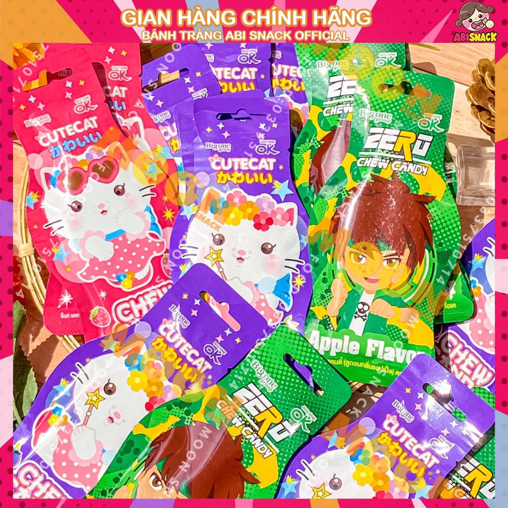 Kẹo dẻo nhai Chew Candy OK hình mèo dễ thương cậu bé zero hàng Thái Lan gói 16gr bánh kẹo Moon Snack Food
