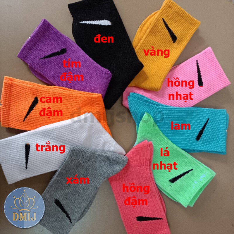 Tất thể thao nam nữ cổ cao nhiều màu vớ unisex cổ cao in logo thời trang