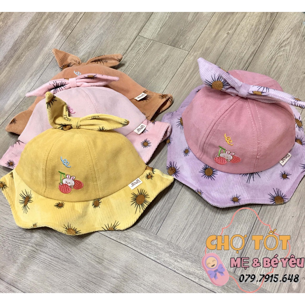 [ẢNH THẬT] Mũ, Nón Bèo Cho Bé Gái Vải Nhung Mềm (12-24 tháng)