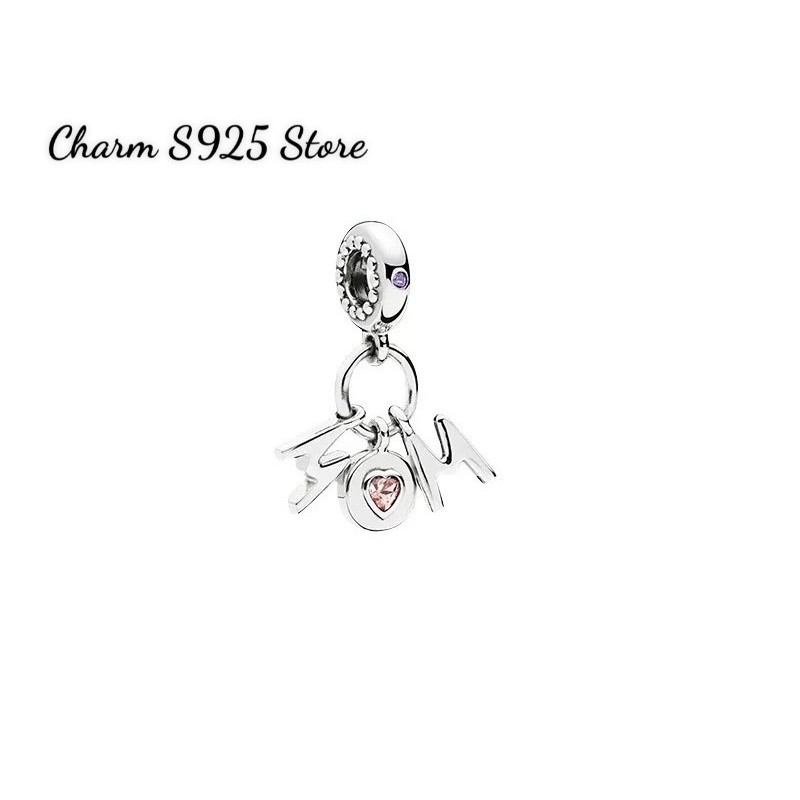 charm pan treo chữ mom bạc cao cấp s925