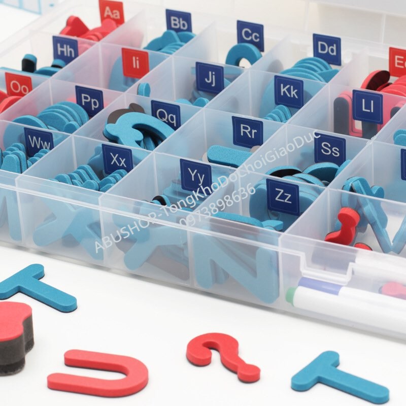 Bộ học chữ cái có nam châm, FULL dán tủ cao cấp bọc bạc