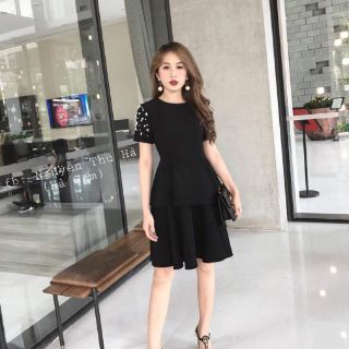 Đầm 2 tầng tay đính cườm