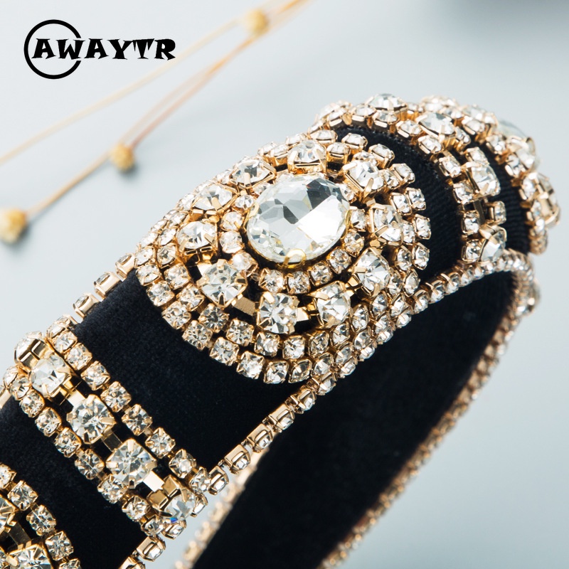 Băng Đô Bản Rộng Đính Đá Phong Cách Retro Âu Mỹ