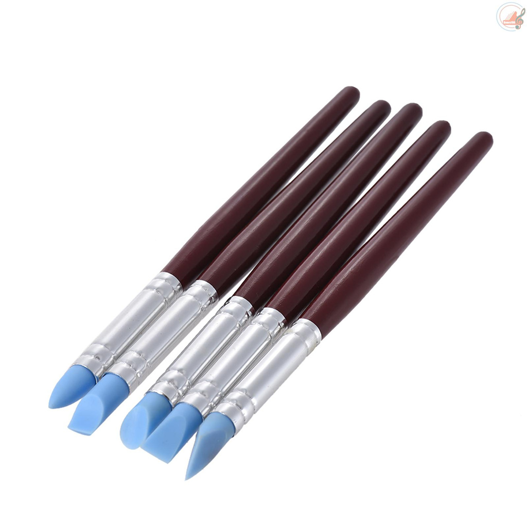 5pcs Rubber Tip Paint Brushes Clay Tools for Sculpture Pottery Color Shaping Blending Drawing Modeling Remove Fingerprints