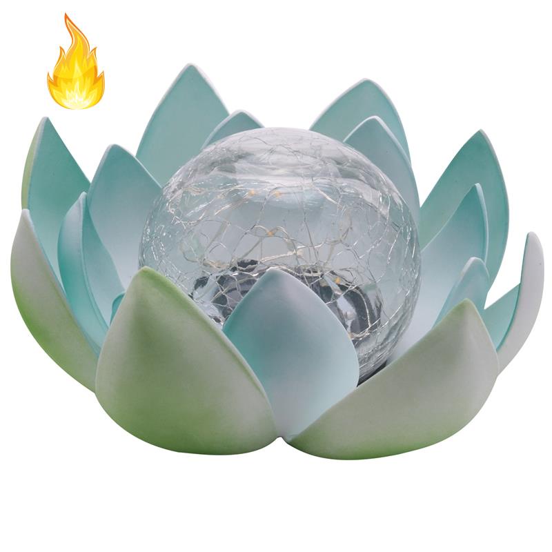 Đèn năng lượng mặt trời chống nước hình hoa sen xanh dương trang trí sân vườn