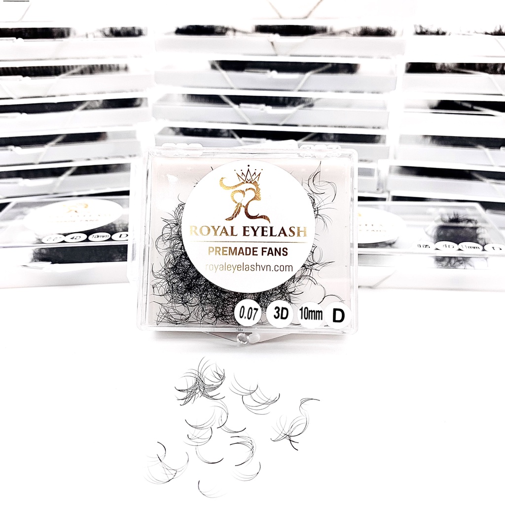 Mi Fans Sẵn 3D ROYAL EYELASH Lông Chồn Cao Cấp / 500 - 1000 fans / C,CC,D / 0.07
